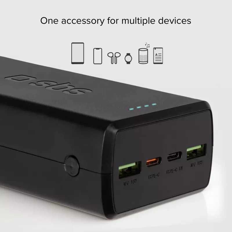 SBS powerbank 30000 mAh Power Delivery 20W multi-poort zwart