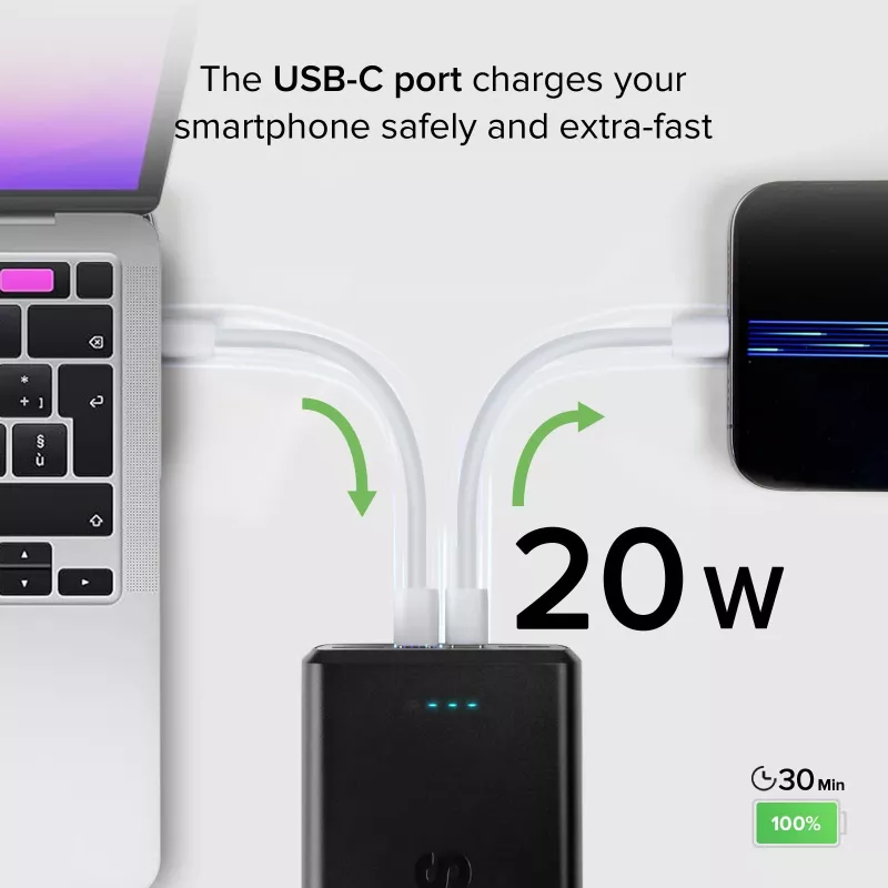 SBS powerbank 30000 mAh Power Delivery 20W multi-poort zwart