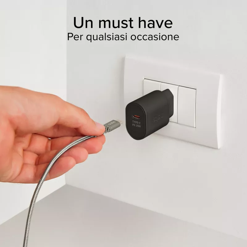 SBS TETR1CPD25 25W USB-C Power Delivery wandlader - zwart