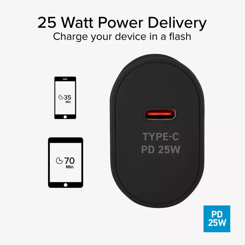 SBS TETR1CPD25 25W USB-C Power Delivery wandlader - zwart