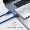SBS TECABLE TISSUE TCCB USB-C naar USB-C kabel 1,5m 60W gevlochten - blauw