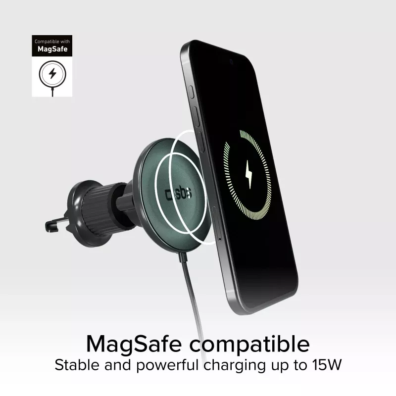 SBS MagSafe magnetische 15W draadloze autolader - zwart