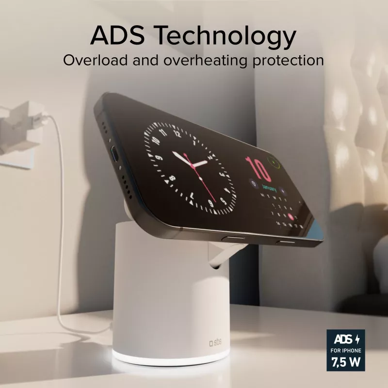 SBS 2-in-1 draadloos magnetisch oplaadstation - wit