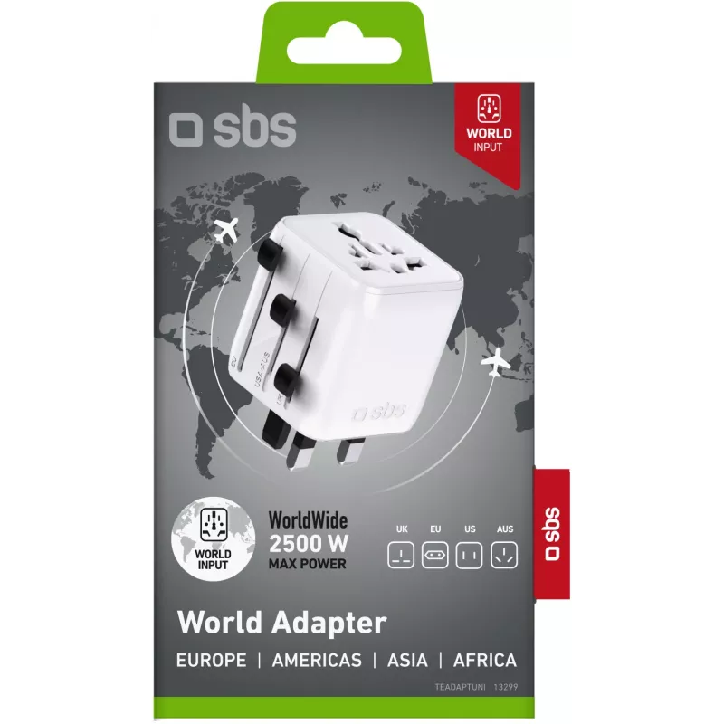 SBS TEADAPTUNI universele reisadapter - wit