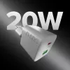STEP BY STEP SBS 20W 1C + 1A witte USB-C-oplader met 1,5m USB-C naar USB-C-kabel