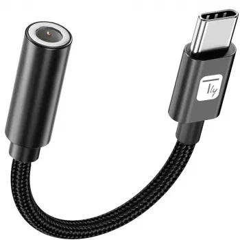 TECHLY USB-C naar 3,5mm audio-adapter met DAC, 12cm, zwart