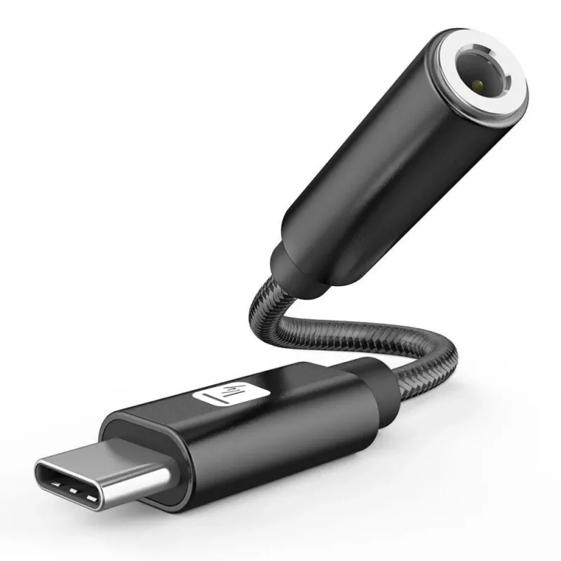 TECHLY USB-C naar 3,5mm audio-adapter met DAC, 12cm, zwart