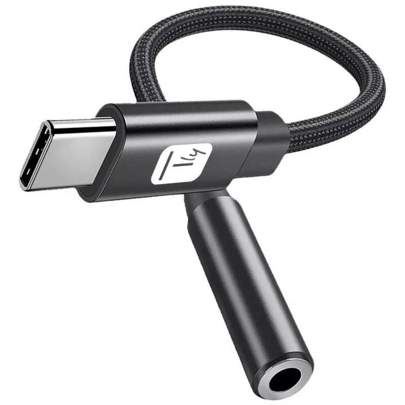 TECHLY USB-C naar 3,5mm audio-adapter met DAC, 12cm, zwart