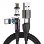 STATIK 360Pro gevlochten roterende 3 magnetische tips 6-in-1 kabel zwart 2m