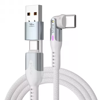STATIK PowerPivot Pro roterende 2-in-1 USB-C kabel wit 2m