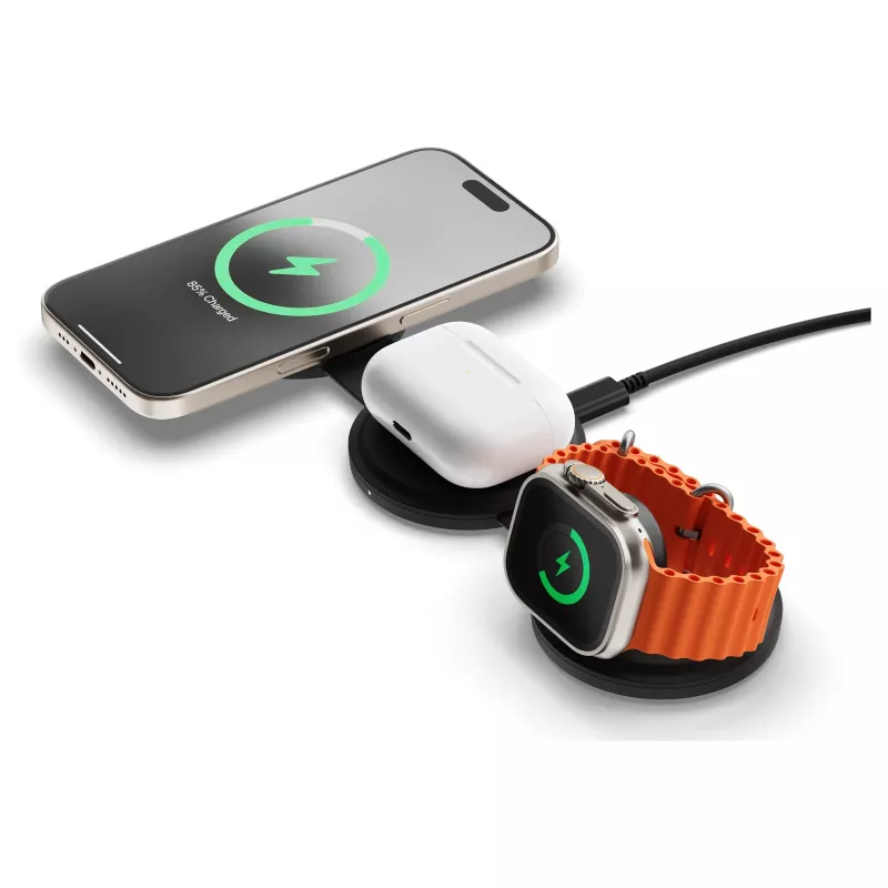 Satechi OntheGo 3-in-1 draadloze oplader met Qi2, zwart, 15W, ST-QTG31K