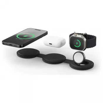Satechi OntheGo 3-in-1 draadloze oplader met Qi2, zwart, 15W, ST-QTG31K