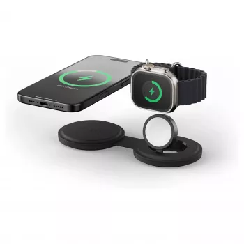 Satechi OntheGo 2-in-1 draadloze oplader met Qi2, zwart, 15W, ST-QTG21K