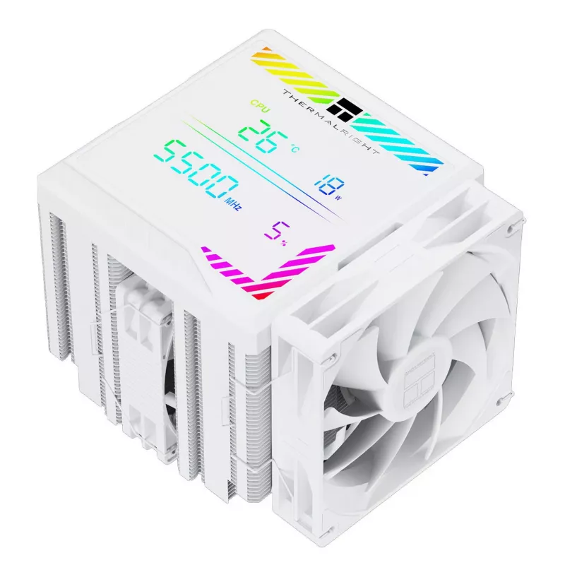 Thermalright Peerless Assassin 140 Digital White dual tower CPU-luchtkoeler, 7 heatpipes, 2x140mm PWM-ventilatoren, witte LED, Intel/AMD