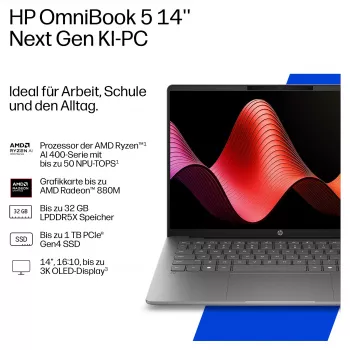 HP OmniBook 5 14-hm0151ng 14 inch WUXGA OLED 300 nits, AMD Ryzen AI 5 330 (4C), 16GB RAM, 512GB SSD, Windows 11