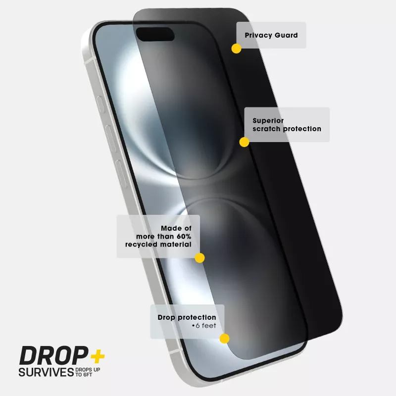 OtterBox Premium Pro Privacy Glass voor iPhone 16 Pro Clear