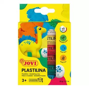 JOVI Plastilina modelleerklei gemengde 6 kleuren elk 15g totaal 90g