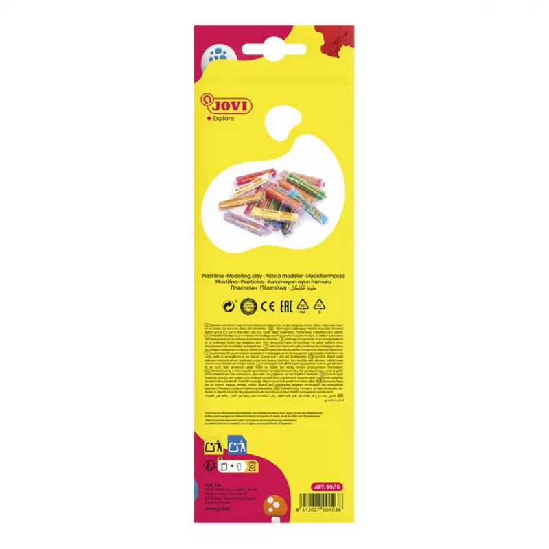 JOVI Plastilina modelleerklei gemengde 15 kleuren elk 15 g