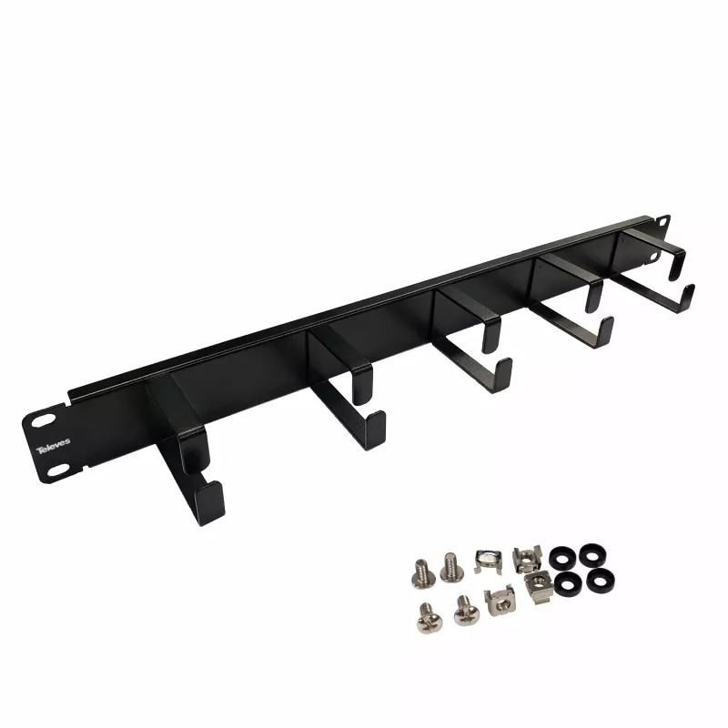 Televes UKO5R 19 inch 1U frontplaat met 5 kabeldoorvoeren, lichtgrijs