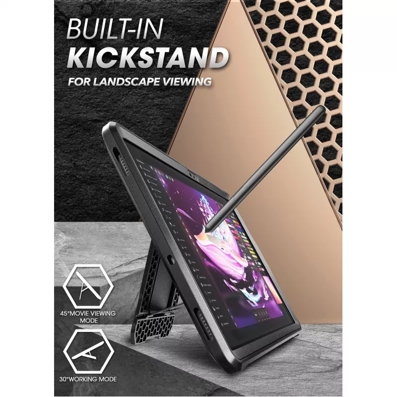Supcase Unicorn Beetle Pro voor Samsung Galaxy Tab S9 / S9 FE / S10 FE / S10 Lite, zwart