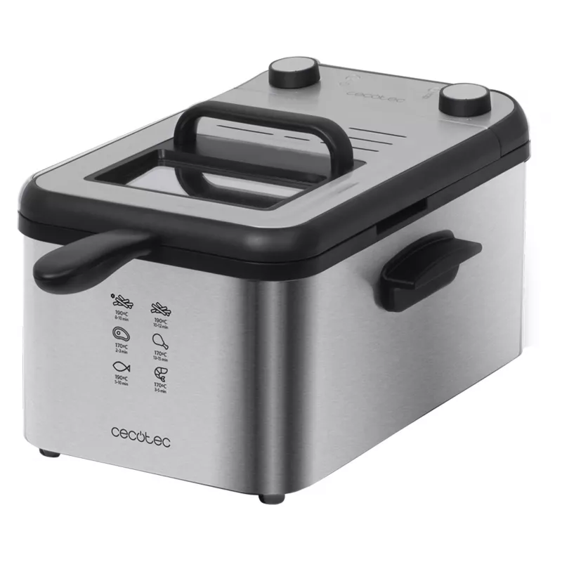 Cecotec CleanFry Infinity 3000 Full Inox friteuse, 3L oliecapaciteit, 1kg voedselcapaciteit, 2400W, roestvrij staal