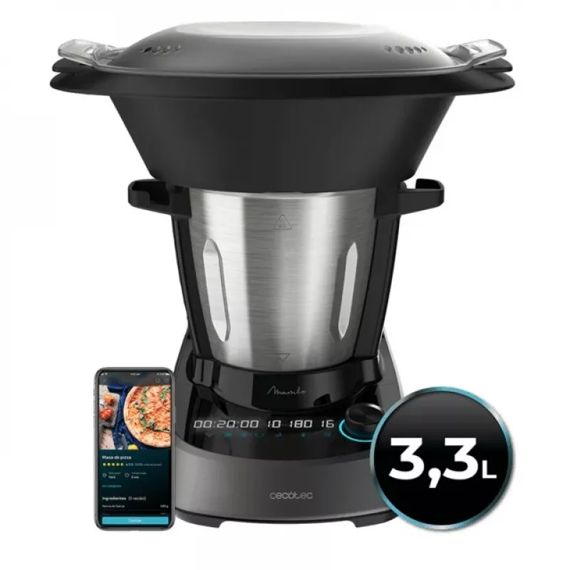 Cecotec Mambo 11090 multifunctionele keukenmachine, 1700 W, 3,3 L, roestvrij staal, Wi-Fi