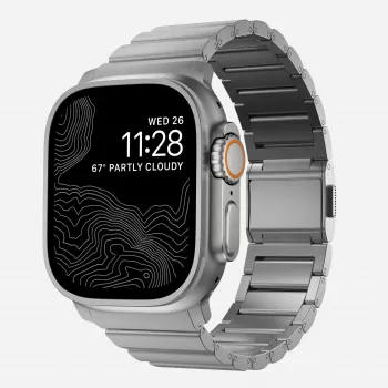 NOMAD Titanium Band V3 - Natural Titanium geborstelde metalen armband voor Apple Watch 46mm/49mm