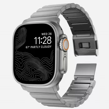 NOMAD Titanium Band V3 - Natural Titanium geborstelde metalen armband voor Apple Watch 46mm/49mm