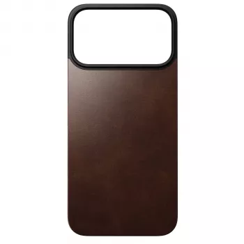 Nomad Modern Leather Back Case voor Apple iPhone 17 Pro Max, MagSafe-compatibel, volledig nerf Horween leer, Rustic Brown