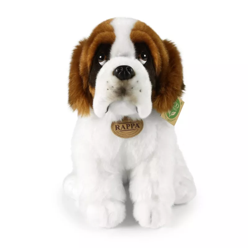 Rappa milieuvriendelijk Sint-Bernard hond pluchen speelgoed, zittend, 30 cm, bruin/wit/zwart