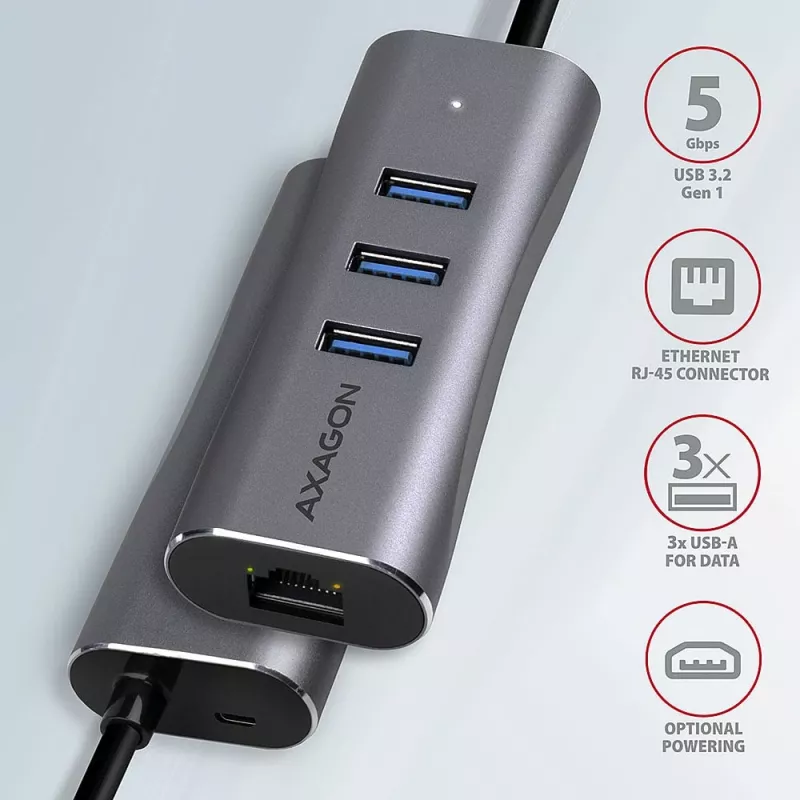 AXAGON HMA-GL3AP Multiport Hub USB 3.0 Type-A Gbit LAN 3x USB-A