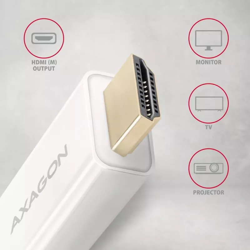 AXAGON Mini DisplayPort naar HDMI-adapterkabel 4K/30 Hz 1,8 m wit