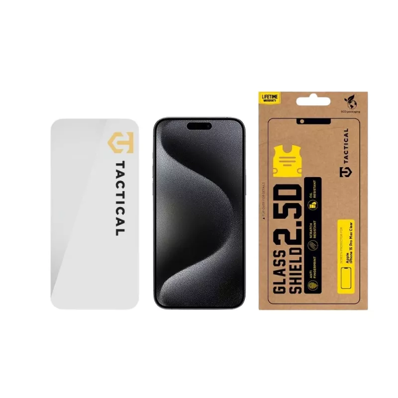 Tactical Glass Shield 2.5D displayschermfolie voor Apple iPhone 15 Pro Max helder