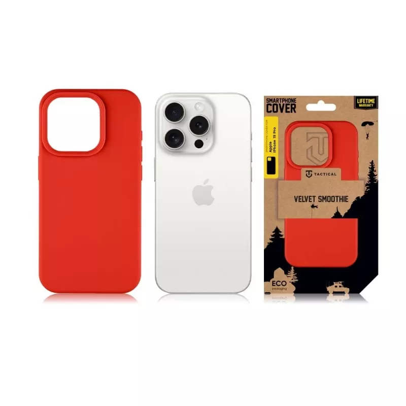 Tactical Back Cover Velvet Smoothie voor iPhone 15 Pro - chilrood