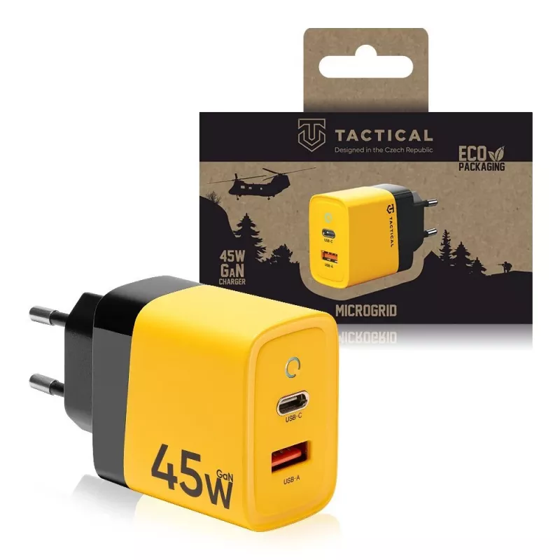 Tactical Microgrid GaN 45W gele wandlader met USB-C