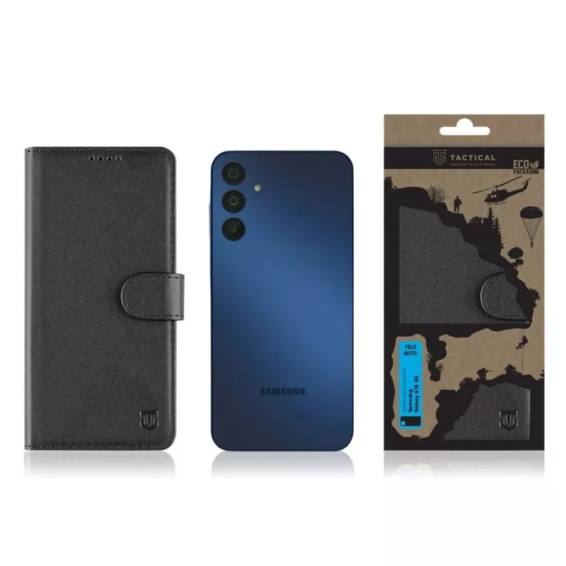 Tactical Book Cover Field Notes voor Samsung Galaxy A15 5G, zwart