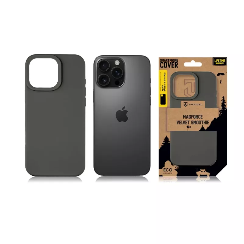 Tactical Back Cover MagForce Velvet Smoothie voor iPhone 16 Pro Max - zwart