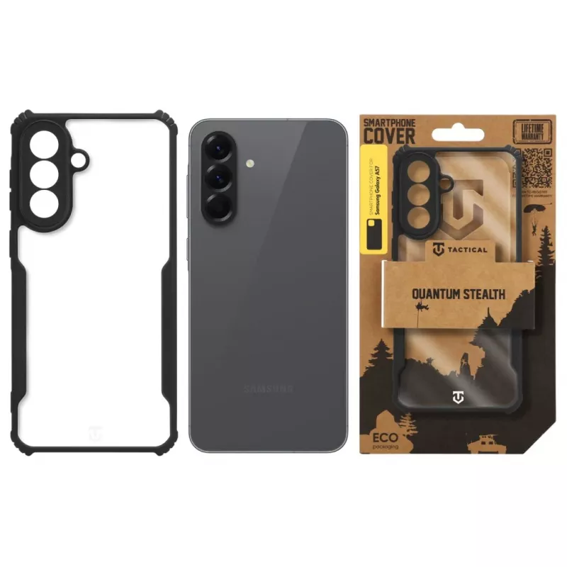 Tactische achterkanthoes Quantum Stealth Galaxy A57 transparant/zwart