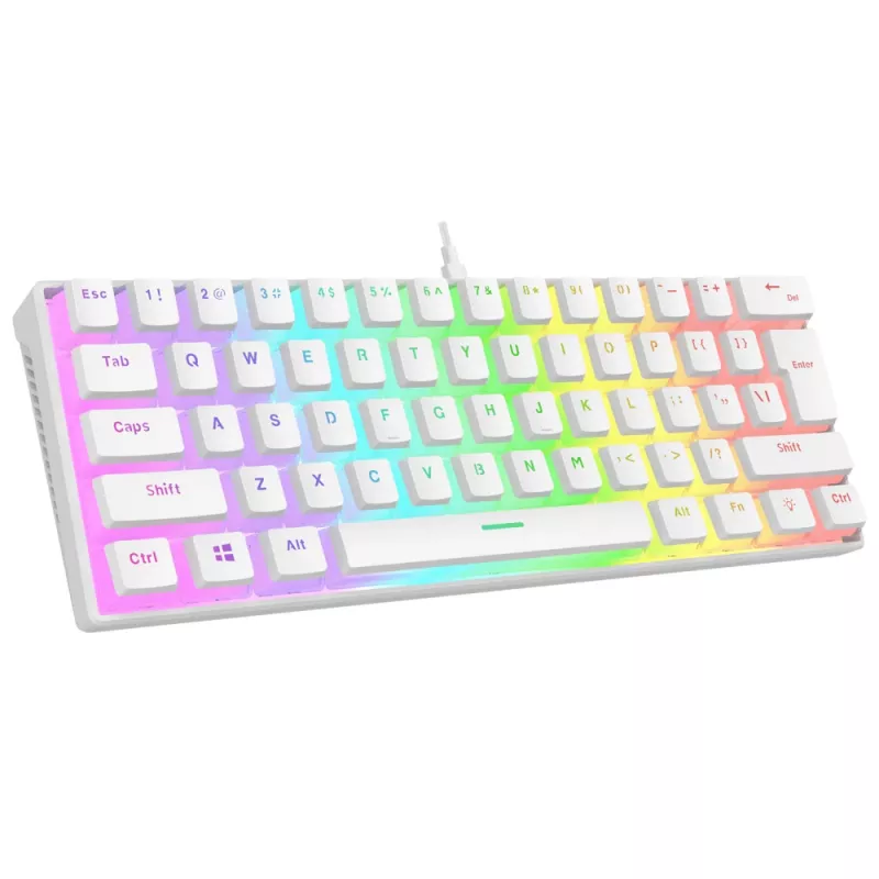 Rampage Radiant K11 60% mechanisch gaming-toetsenbord, wit, blue switch, RGB