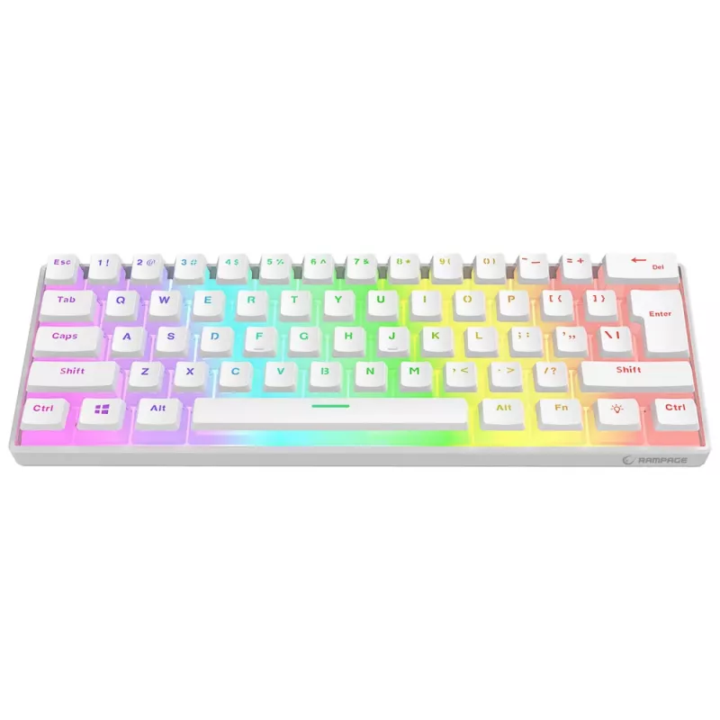 Rampage Radiant K11 60% mechanisch gaming-toetsenbord, wit, blue switch, RGB