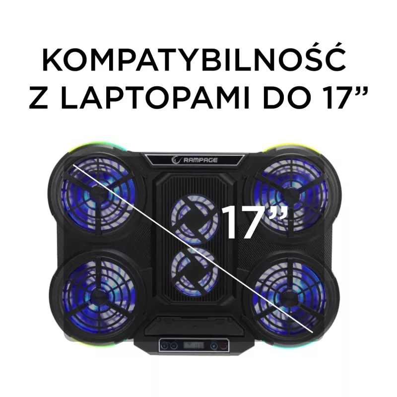 Rampage PROTE R6 Laptopkoelstandaard, 10-17 inch, RGB