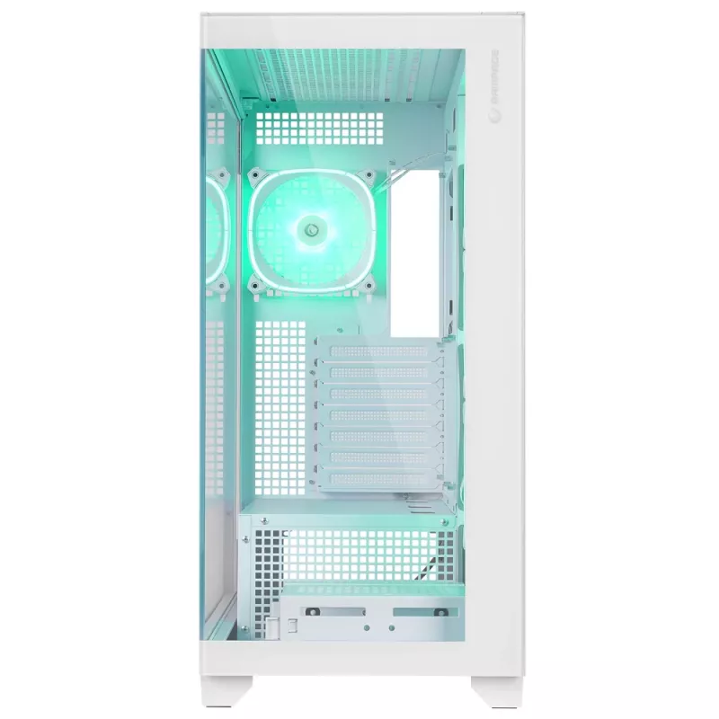 Rampage Hydra V1 mid tower pc-behuizing, wit, 4x 120mm ARGB-ventilatoren, USB-C/USB-A, ARGB-hub, gehard glas