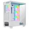Rampage Hydra V1 mid tower pc-behuizing, wit, 4x 120mm ARGB-ventilatoren, USB-C/USB-A, ARGB-hub, gehard glas