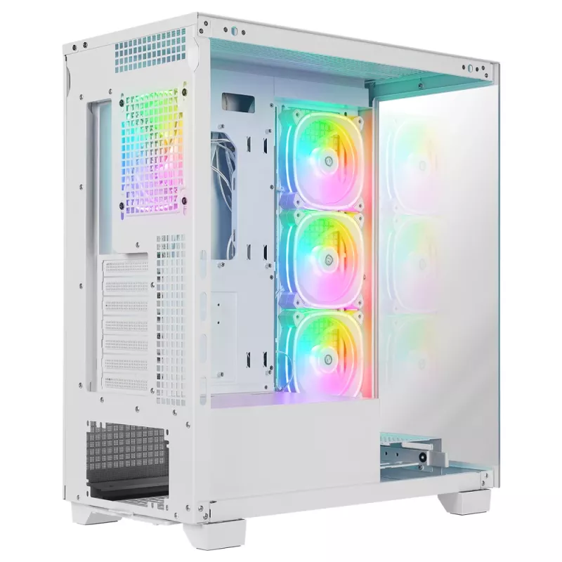 Rampage Hydra V1 mid tower pc-behuizing, wit, 4x 120mm ARGB-ventilatoren, USB-C/USB-A, ARGB-hub, gehard glas