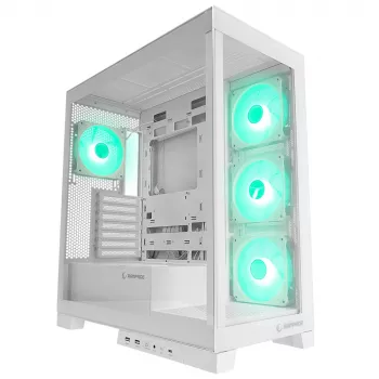 Rampage Hydra V2 mid tower pc-behuizing wit met 4x 120mm ARGB-ventilatoren en gehard glas
