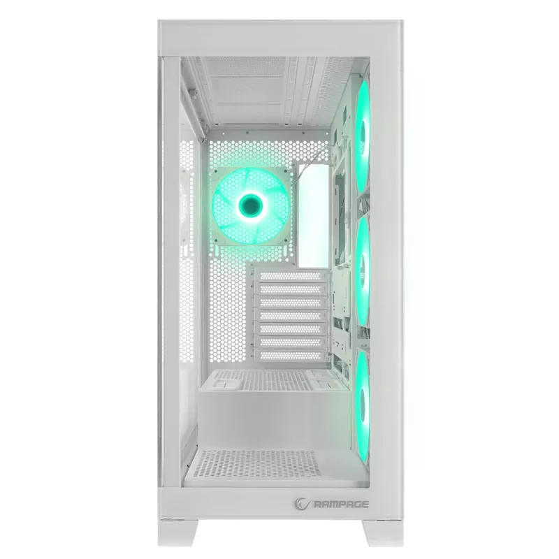 Rampage Hydra V2 mid tower pc-behuizing wit met 4x 120mm ARGB-ventilatoren en gehard glas