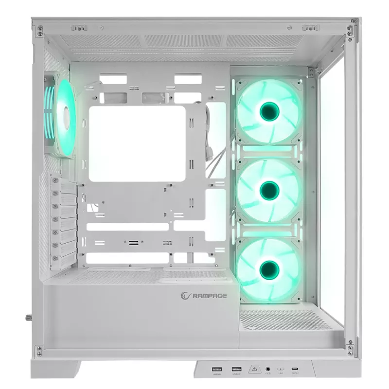 Rampage Hydra V2 mid tower pc-behuizing wit met 4x 120mm ARGB-ventilatoren en gehard glas