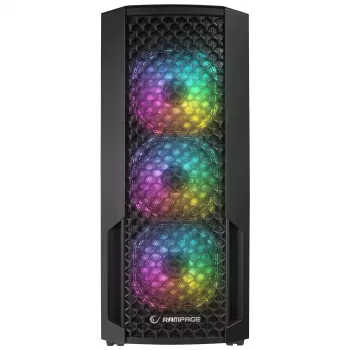 Rampage Shelob mid tower pc-behuizing, 4x ARGB-ventilatoren, gehard glas, zwart