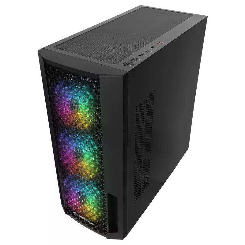 Rampage Shelob mid tower pc-behuizing, 4x ARGB-ventilatoren, gehard glas, zwart