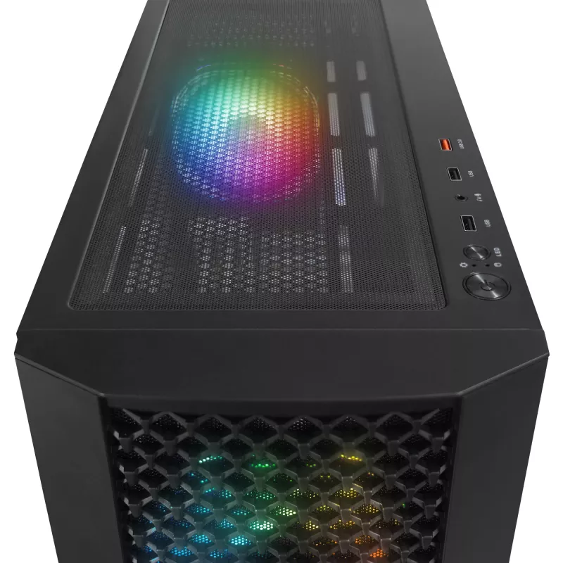 Rampage Shelob mid tower pc-behuizing, 4x ARGB-ventilatoren, gehard glas, zwart